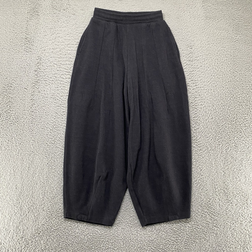 Zara Barrel Pants Womens Small Gray Knit Minimal Pleated Elastic Waist Pockets - Picture 2 of 16